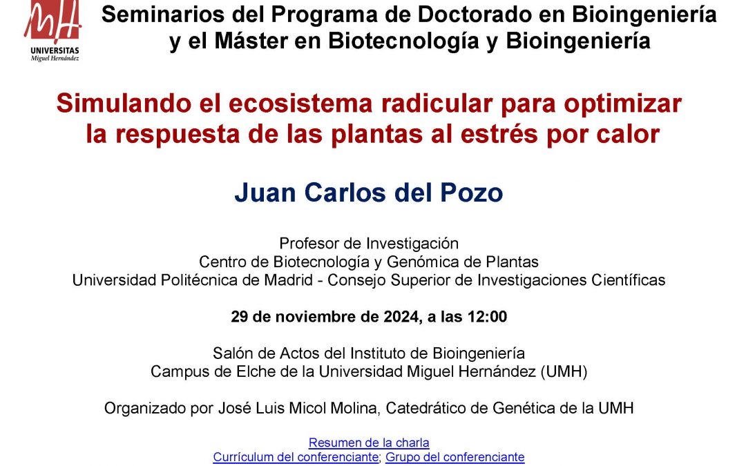 Seminario “Simulando el ecosistema radicular para optimizar la respuesta de las plantas al estrés por calor”