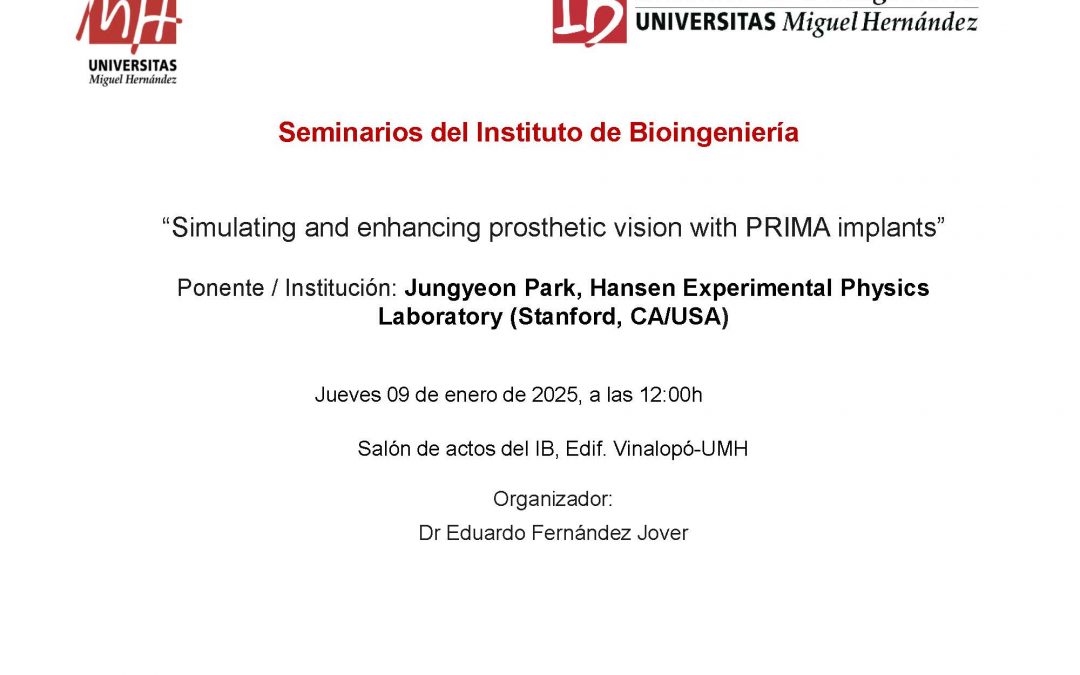 Seminario “Simulating and enhancing prosthetic vision with PRIMA9 implants”